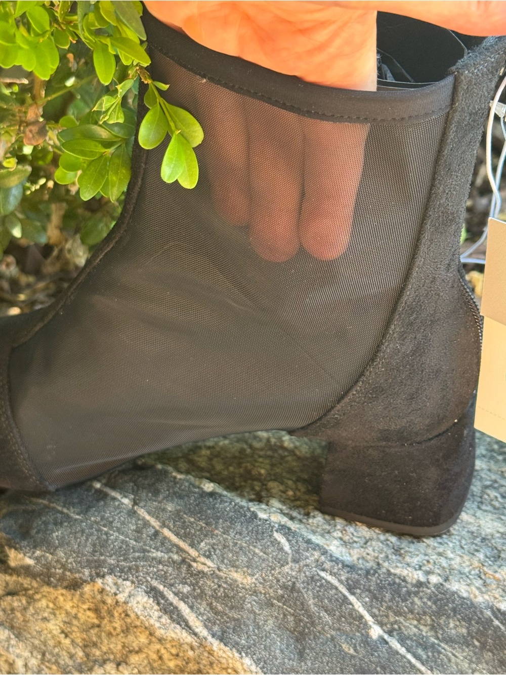 A new day Black Women's Ankle mesh Boots - Elegant Pointed Toe Block Heel 8.5 - Picture 4 of 6